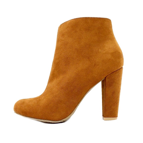 Chestnut Round Toe Chunky Dress High Heel Bootie - Picture 2 of 5